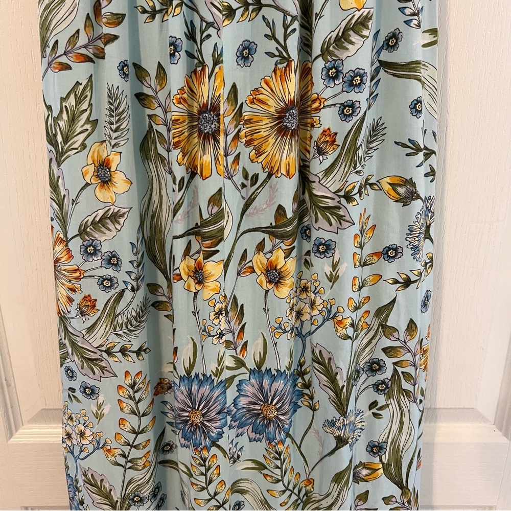 Anthropologie Abel the Label Osaka Blue Floral Midi Dress Size S, High-Low - Picture 3 of 8